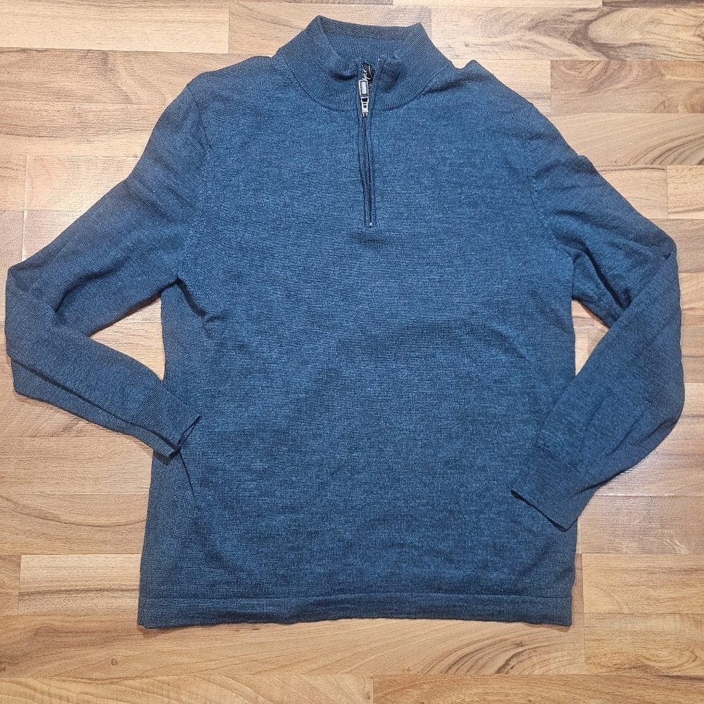 Jos A Bank Traveler Merino Wool Quarter Zip Sweater Large